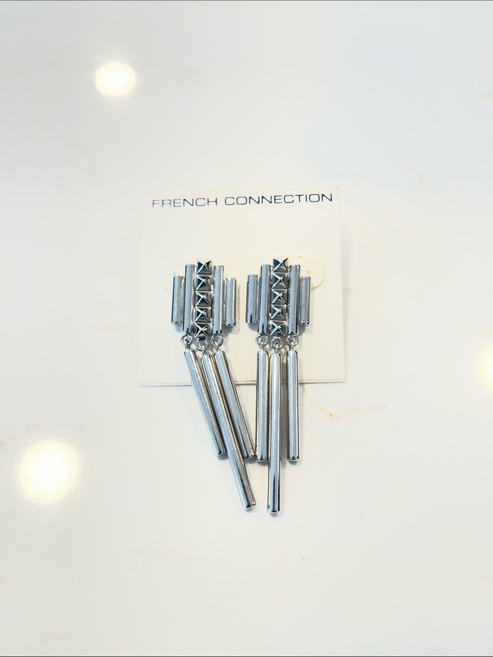 French Connection Silver-tone Multi-Bar Dangle Earrings